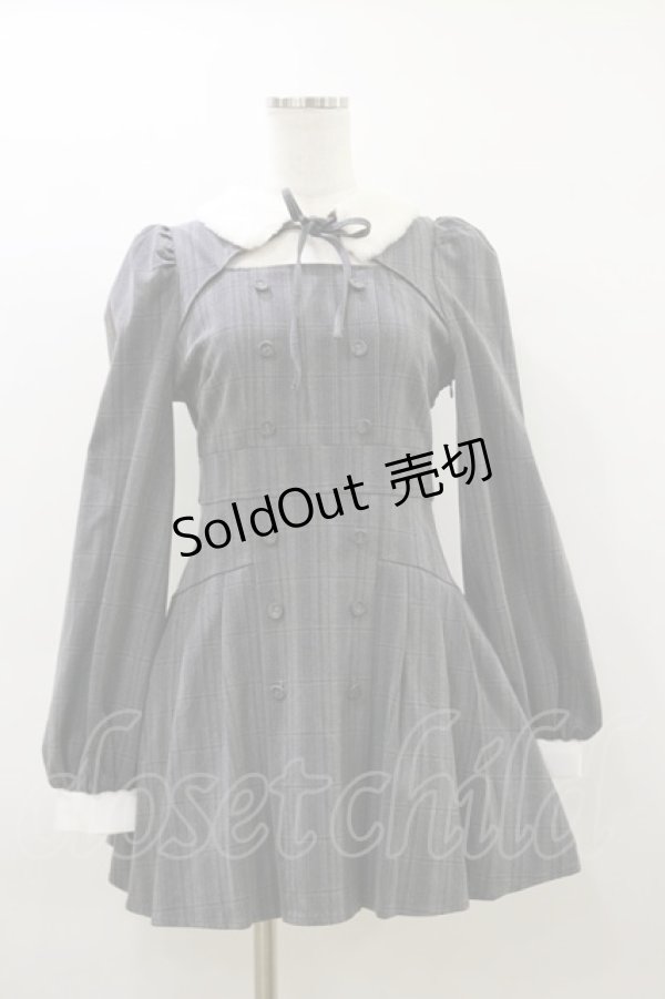画像1: Bubbles / ファーカラープリーツワンピース S グレー H-26-03-12-084-CA-OP-NS-ZH (1)