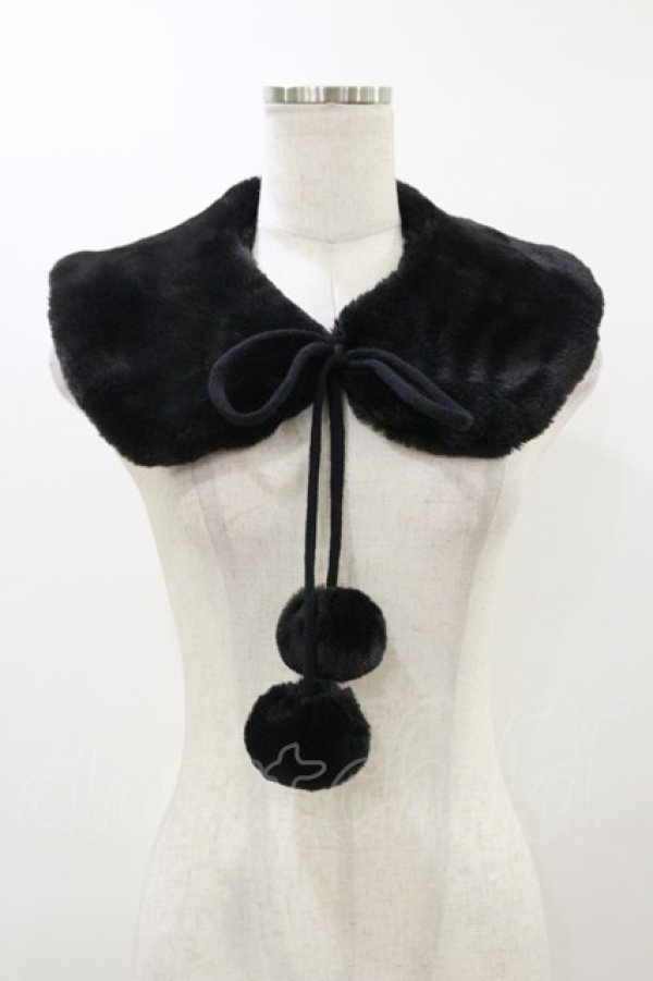 画像1: m petit by misako / AMポンポンツキエリ  ブラック H-26-03-12-010-LO-ZA-NS-ZH (1)