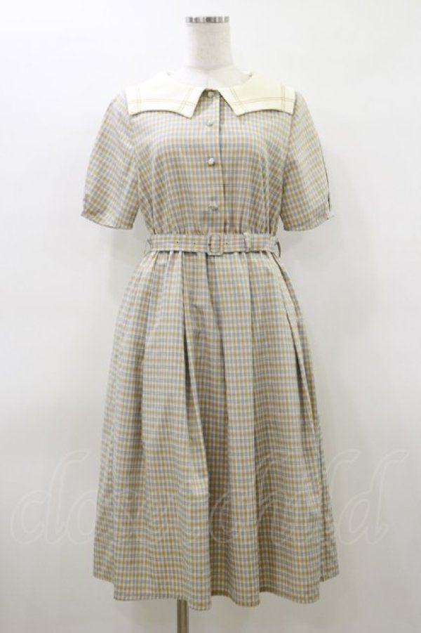 画像1: Fi.n.t / 変形セーラー衿チェックワンピース Free BEIGE×BL H-26-03-12-086-CA-OP-NS-ZH (1)