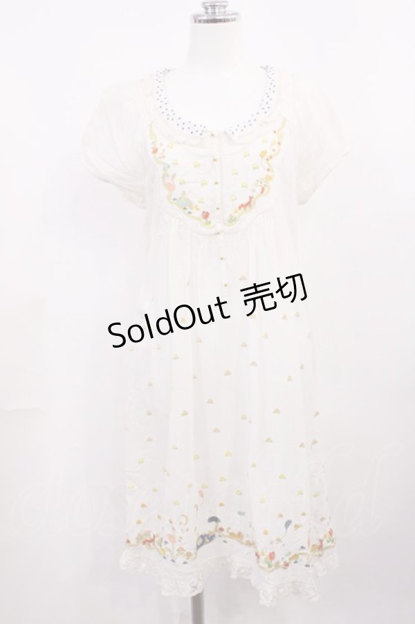 画像1: Cherir la femme / 刺繍ワンピース M アイボリー H-26-03-12-1015-LO-OP-YZ-ZH (1)
