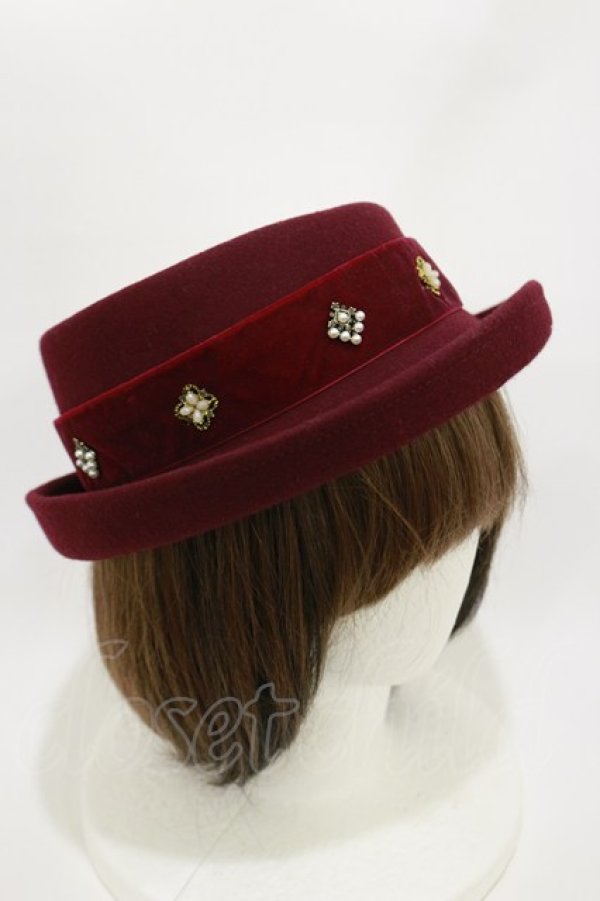 画像2: Hoshibako Works / 魔女の庭 魔法の果実 ベルベットリボン帽子  ワイン H-26-03-12-012-LO-AC-NS-ZH (2)