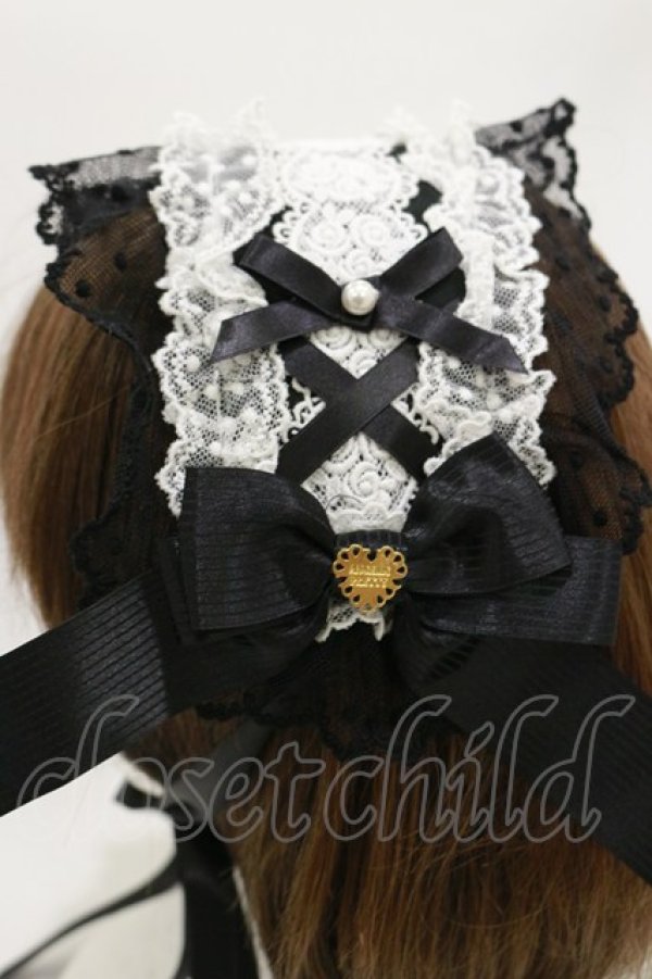 画像2: Angelic Pretty / レースハートチャームバラレースヘッドドレス  ブラック H-26-03-12-015-AP-AC-NS-ZH (2)