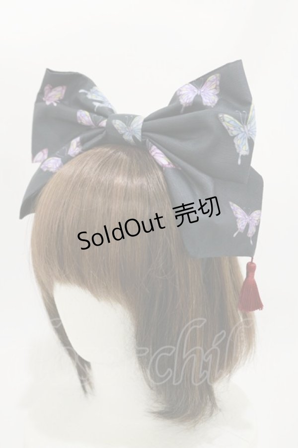 画像1: Royal Princess Alice / 絢爛蝶羽(少女主義的水彩画家たまコラボレーション)カチューシャ - ブラック H-26-03-12-020-LO-AC-NS-ZH (1)