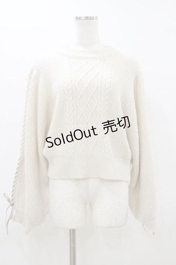 画像1: Fi.n.t / 袖リボンレースアップケーブルニットプルオーバー Free OFF WHITE H-26-03-12-036-CA-TO-NS-ZH (1)