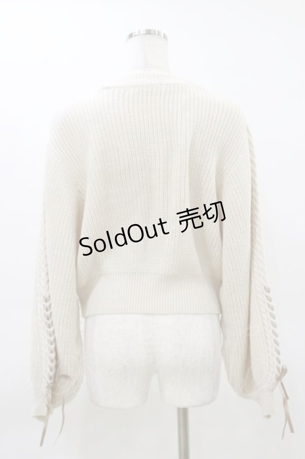 画像2: Fi.n.t / 袖リボンレースアップケーブルニットプルオーバー Free OFF WHITE H-26-03-12-036-CA-TO-NS-ZH (2)