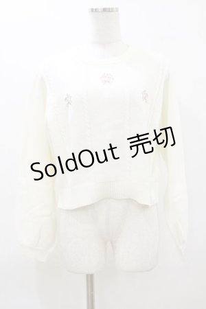 画像: Fi.n.t / ローズミニブーケ刺繍ニットプルオーバー Free OFF WHITE H-26-03-12-037-CA-TO-NS-ZH