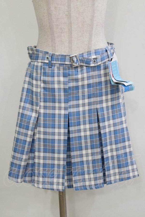 画像1: FLC / ぬた。/ベルト付きチェックスカート L サックス H-26-03-13-1026-LO-SK-NS-ZH (1)