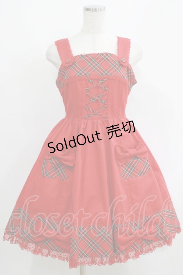 画像1: Angelic Pretty / ツイル×タータンジャンパースカート Free レッド H-26-03-13-1004-AP-OP-NS-ZH (1)