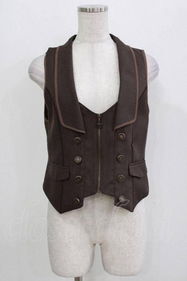 画像1: axes femme / ジップデザインベスト M ブラウン H-26-03-13-1034-AX-TO-NS-ZH (1)