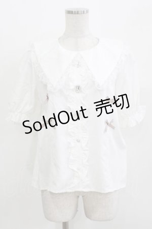 画像: majoretty / 三角エリビジューブラウス LL 白 H-26-03-13-1037-GO-BL-NS-ZH