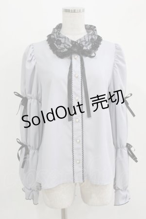 画像: majoretty / レースカラーリボンブラウス L ブルー H-26-03-13-1038-GO-BL-NS-ZH