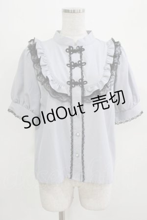 画像: majoretty / チャイナブラウス L ブルー H-26-03-13-1040-GO-BL-NS-ZH