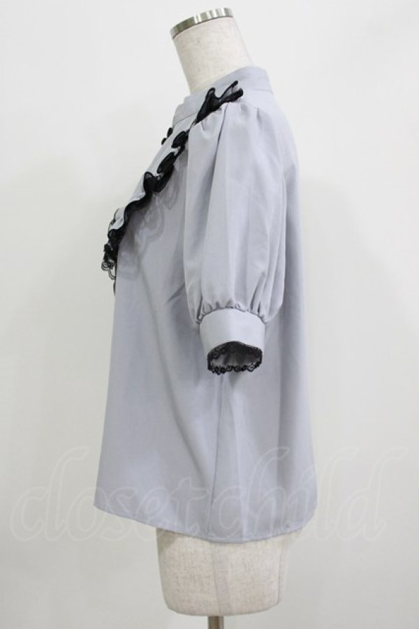 画像2: majoretty / チャイナブラウス L ブルー H-26-03-13-1040-GO-BL-NS-ZH (2)