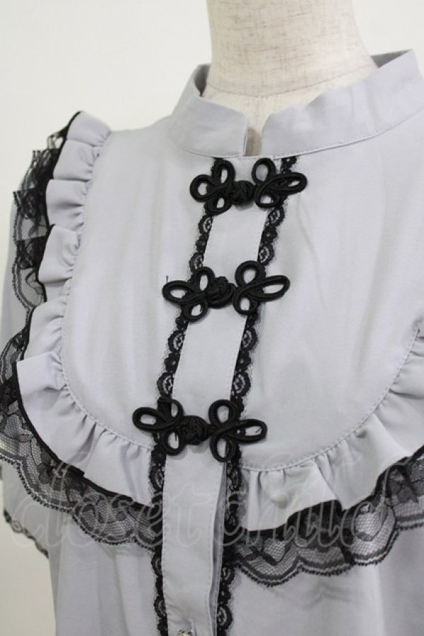 画像4: majoretty / チャイナブラウス L ブルー H-26-03-13-1040-GO-BL-NS-ZH (4)