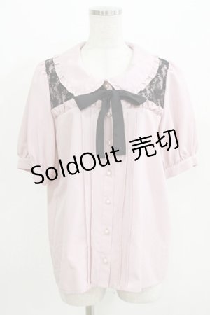 画像: majoretty / レース切替リボンブラウス L ピンク H-26-03-13-1043-GO-BL-NS-ZH