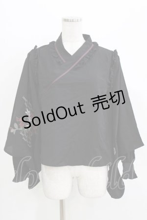 画像: Amavel / お月見うさぎの和風ブラウス Free ブラック H-26-03-13-1045-CA-BL-NS-ZH