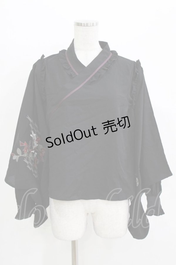 画像1: Amavel / お月見うさぎの和風ブラウス Free ブラック H-26-03-13-1045-CA-BL-NS-ZH (1)