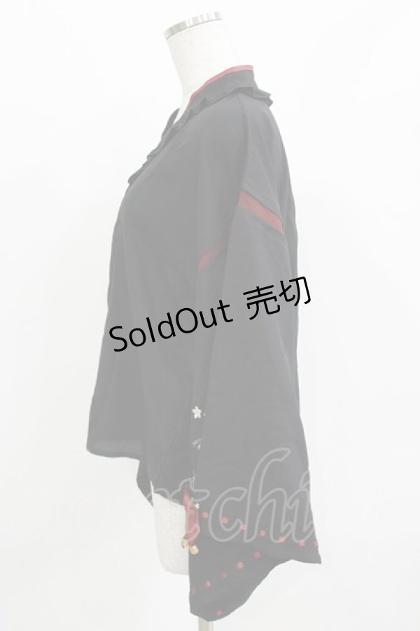 画像2: Amavel / 柴犬神社の春詣 和風ブラウス Free ブラック H-26-03-13-1046-CA-BL-NS-ZH (2)