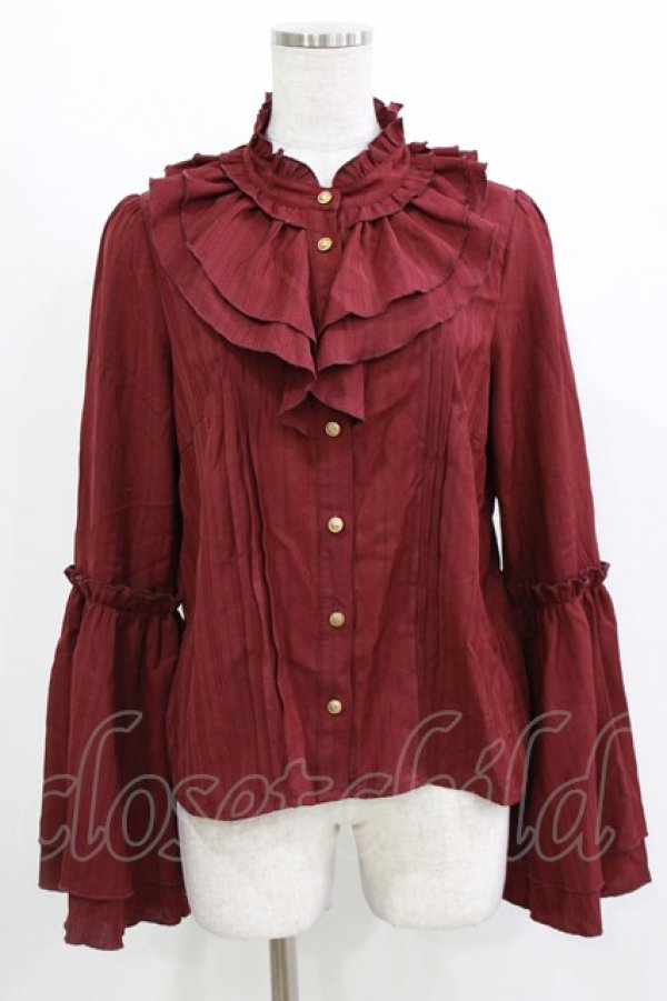 画像1: Amavel / アンティークバックルフレアスリーブブラウス Free ボルドー H-26-03-13-1047-CA-BL-NS-ZH (1)