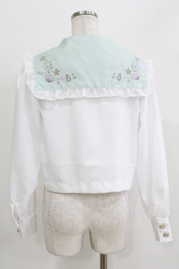 画像3: majoretty / Disney/アリエル/セーラー襟ブラウス L 白/ミント H-26-03-13-1048-GO-BL-NS-ZH (3)
