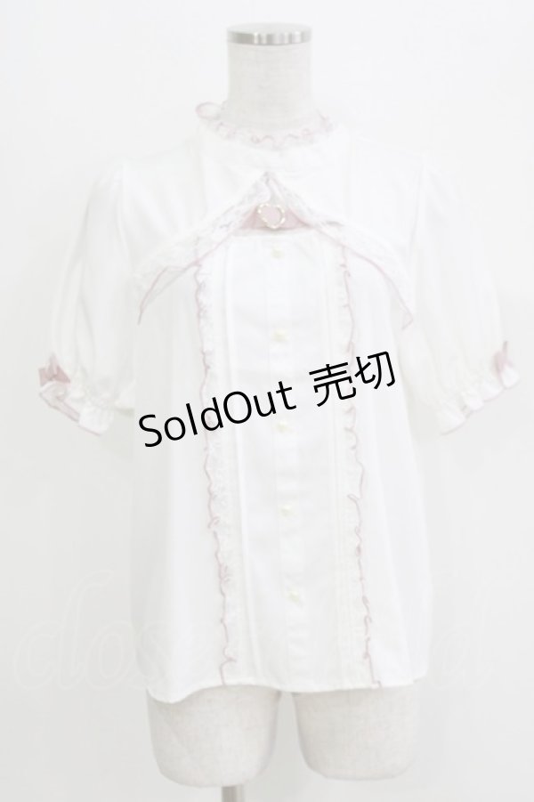 画像1: LilyMerry / もかちゃん/ベルト付きブラウス L 白/ピンク H-26-03-13-1049-PU-BL-NS-ZH (1)