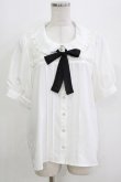 画像1: majoretty / レース切替リボンブラウス L 白/ブラック H-26-03-13-1050-GO-BL-NS-ZH (1)
