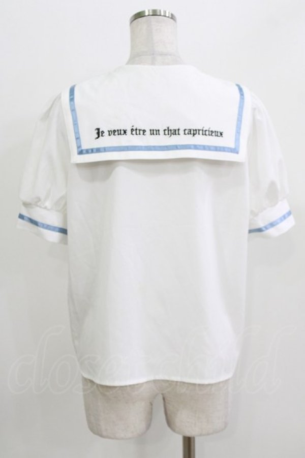 画像3: majoretty / チャイナブラウス L 白/サックス H-26-03-13-1051-GO-BL-NS-ZH (3)