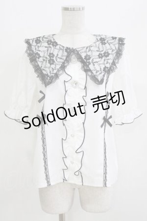 画像: majoretty / 三角エリビジューブラウス LL 白 H-26-03-13-1052-GO-BL-NS-ZH