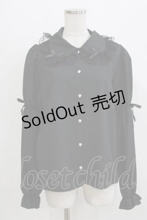 画像: Lovely Tency / 眞白ありす/レースリボンブラウス LL ブラック H-26-03-13-1055-GO-BL-NS-ZH