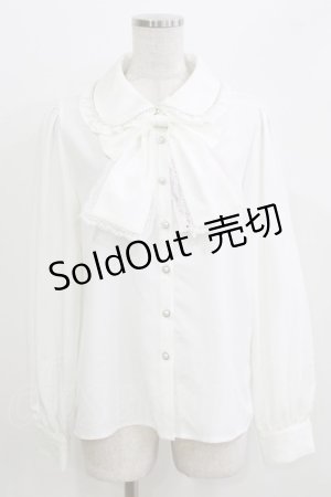 画像: majoretty / 羽乃ぴふわ/リボンツキブラウス 2L 白 H-26-03-13-1058-GO-BL-NS-ZH