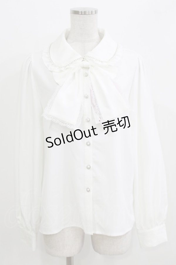 画像1: majoretty / 羽乃ぴふわ/リボンツキブラウス 2L 白 H-26-03-13-1058-GO-BL-NS-ZH (1)