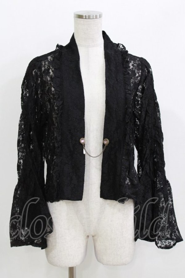 画像1: axes femme / ドロストリボン総レースボレロ Free ブラック H-26-03-13-1059-AX-TO-NS-ZH (1)