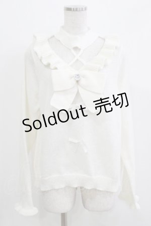 画像: Lovely Tency / 眞白ありす/ビジューリボンニットプルオーバー LL 白 H-26-03-13-1063-GO-TO-NS-ZH