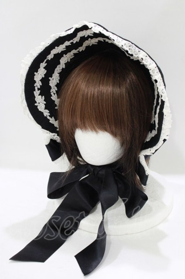 画像1: Innocent World / ローズレースボンネット (カツラギ)  ブラック H-26-03-13-1076-IW-AC-NS-ZH (1)