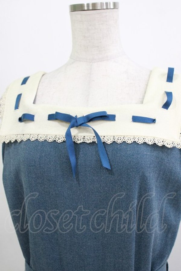 画像4: an another angelus / はしごリボン使いスクエアネックワンピース Free BLUE H-26-03-13-1016-CA-OP-NS-ZH (4)