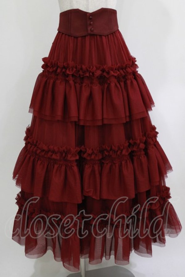 画像1: Amavel / ウエストコルセット風チュールロングスカート M ワイン H-26-03-13-1017-CA-SK-NS-ZH (1)