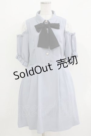 画像: majoretty / レース切替リボンワンピース L ブル‐ H-26-03-13-1020-GO-OP-NS-ZH