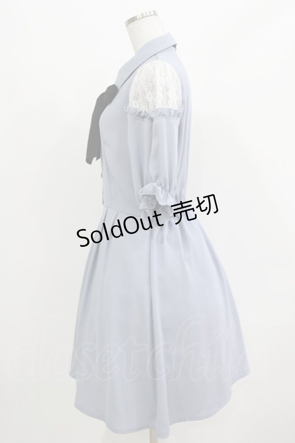 画像2: majoretty / レース切替リボンワンピース L ブル‐ H-26-03-13-1020-GO-OP-NS-ZH (2)