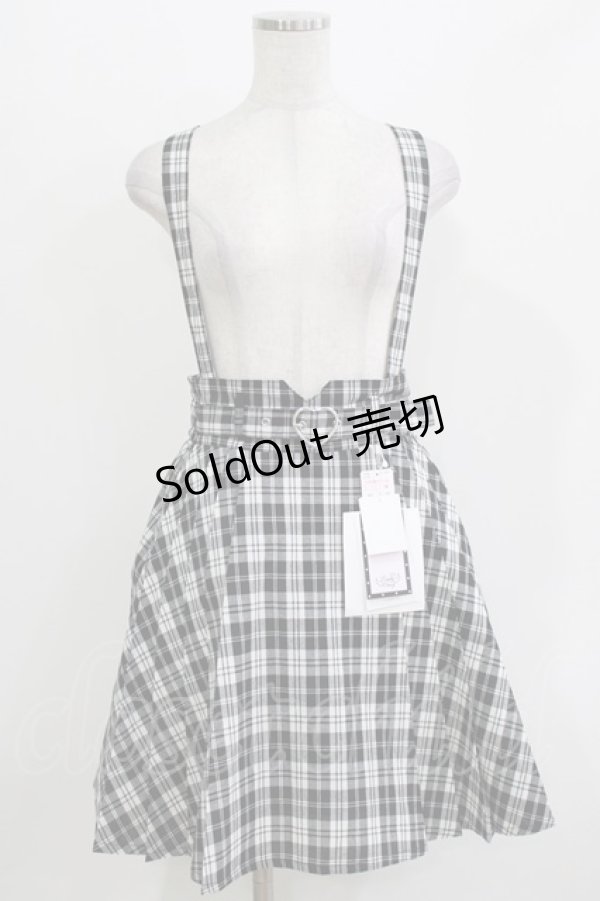 画像1: Lovely Tency / 眞白ありす/サス付きチェックスカート L ブラック H-26-03-13-1024-GO-SK-NS-ZH (1)