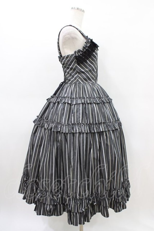 画像3: Innocent World / オリビアストライプジャンパースカート M112cm丈 グレー H-26-03-14-026-IW-OP-NS-ZH (3)