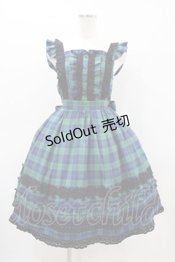 画像1: Chalmiere / タータンチェックジャンパースカート M グリーン H-26-03-14-027-0-OP-NS-ZH (1)