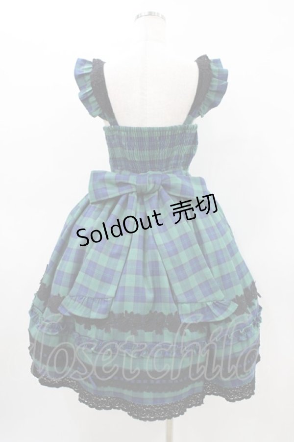 画像2: Chalmiere / タータンチェックジャンパースカート M グリーン H-26-03-14-027-0-OP-NS-ZH (2)