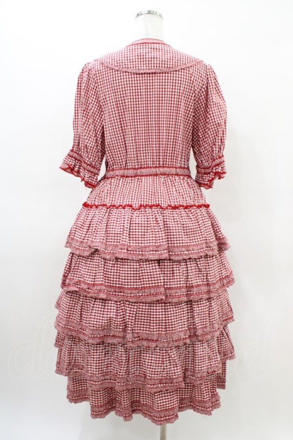 画像2: alcali / alcali × misako aoki/コットンギンガム前あきワンピース Free レッド H-26-03-14-032-LO-OP-NS-ZH (2)