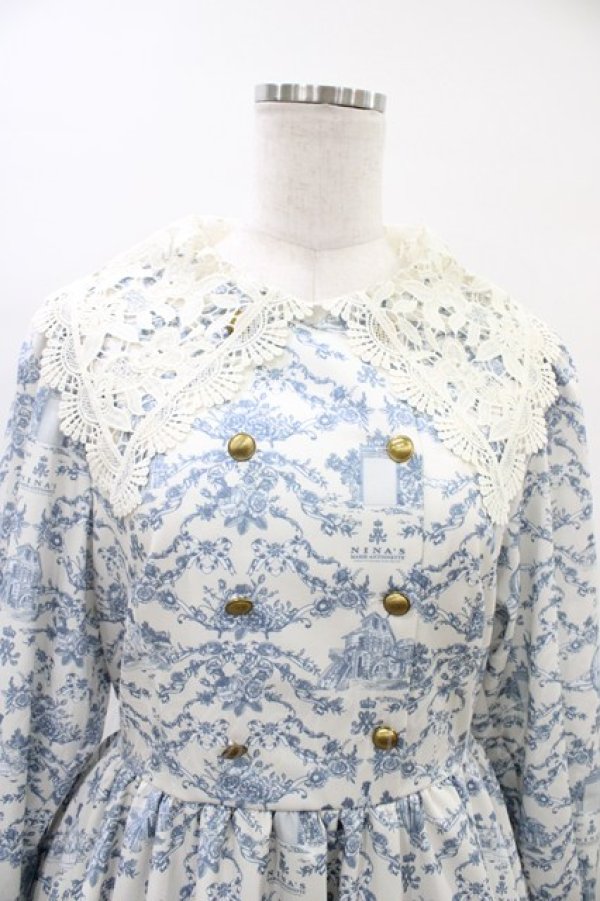 画像3: m petit by misako / トワルドジュイレース襟ワンピース M オフ/サックス H-26-03-14-040-LO-OP-NS-ZH (3)