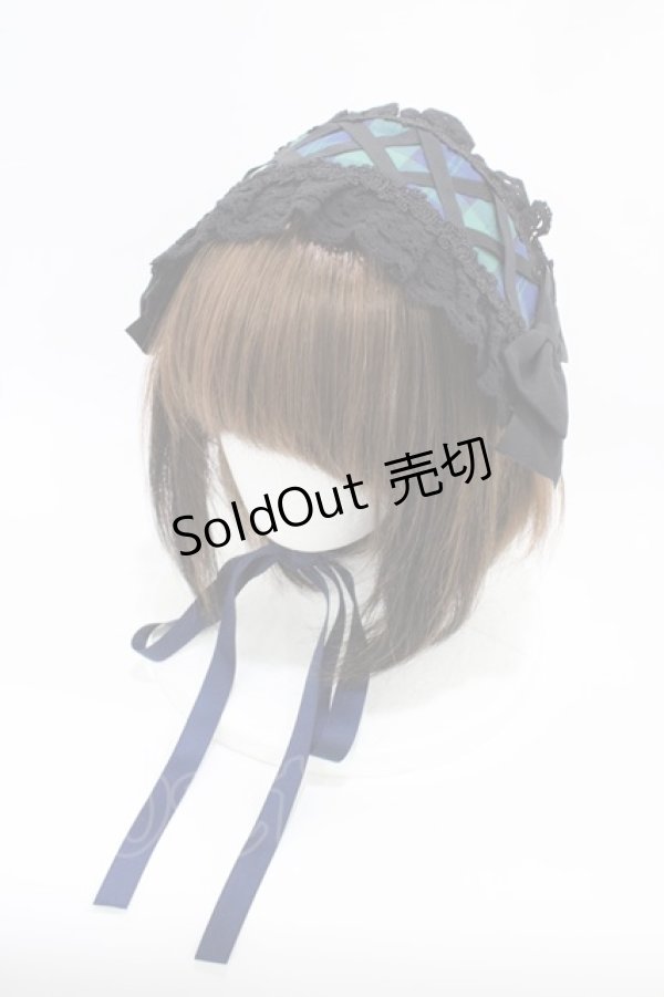 画像1: Chalmiere / タータンチェックヘッドドレス  グリーン H-26-03-14-006-0-AC-NS-ZH (1)