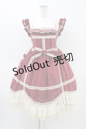 画像: 吸吸猫（海外ロリータブランド） / はしごレースジャンパースカート Free ワイン H-26-03-14-046-PU-OP-NS-ZH