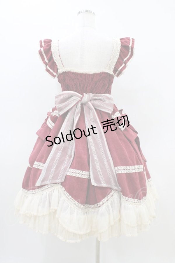 画像2: 吸吸猫（海外ロリータブランド） / はしごレースジャンパースカート Free ワイン H-26-03-14-046-PU-OP-NS-ZH (2)