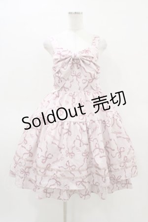 画像: axes femme POETIQUE / リボン柄ドールジャンパースカート M ピンク H-26-03-14-047-AX-OP-NS-ZH