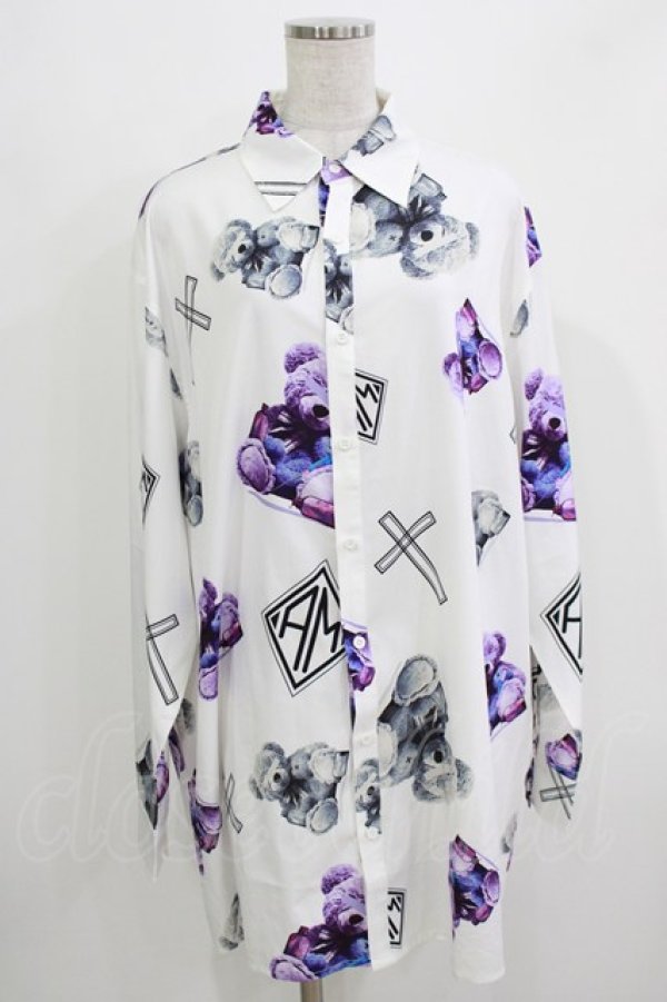画像1: Amilige / プリント総柄シャツ  ホワイト H-26-03-14-1025-PU-BL-KB-ZH (1)