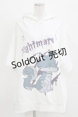 画像: Amilige / NightmareWolf耳付き半袖ZIPパーカー  ホワイト H-26-03-14-1029-PU-TO-KB-ZH